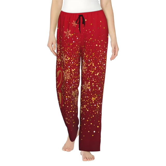 Balery Merry Christmas Pantalones de pijama para mujer, pijamas ultraligeros, pantalones de estar por casa-3X-Large