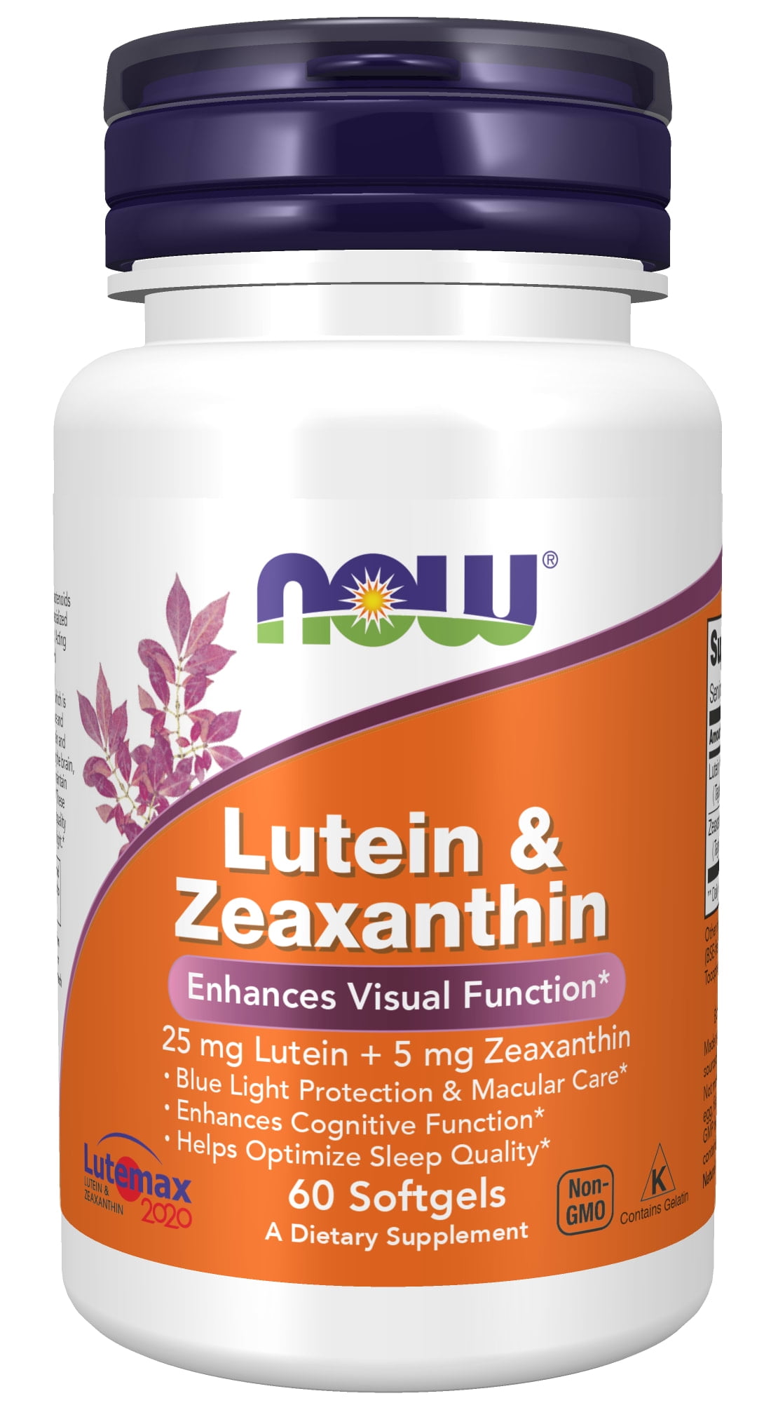 NOW Supplements, Lutein & Zeaxanthin with 25 mg Lutein and 5 mg Zeaxanthin, 60 Softgels