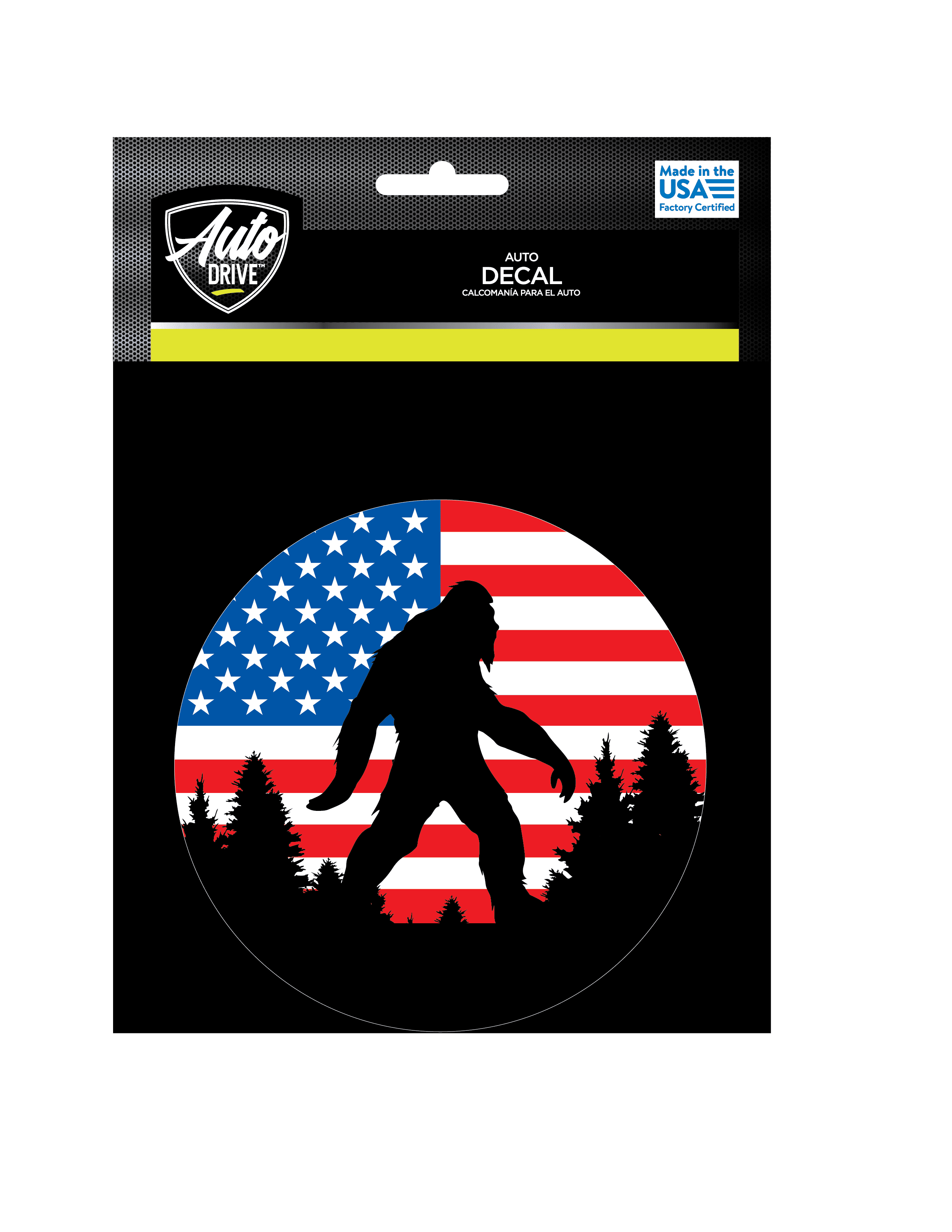 (2 pack) Auto Drive Bigfoot Americana Vinyl Automotive Decal, 4.5” x 4.5”