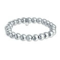 thumbnail image 1 of Simple Basic Round .925 Sterling Silver Bead Ball Strand Stretch Bracelet for Women 8MM, 1 of 5