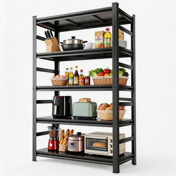 2500LBS Heavy Duty Metal Shelving Unit, 5-Tier Adjustable Kitchen Storage Shelves, Large Pantry Organization Rack for Microwave & Appliances, No-Bolt Utility Rack, 48" W x 24" D x 73" H