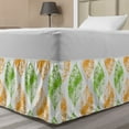 thumbnail image 1 of Leaves Bed Skirt, Illustration Print of Leaf Intricate Motifs Minimalist Design Grunge Art, Elastic Bedskirt Dust Ruffle Wrap Around for Bedding Decor, 4 Sizes, White and Lime Green, by Ambesonne, 1 of 2