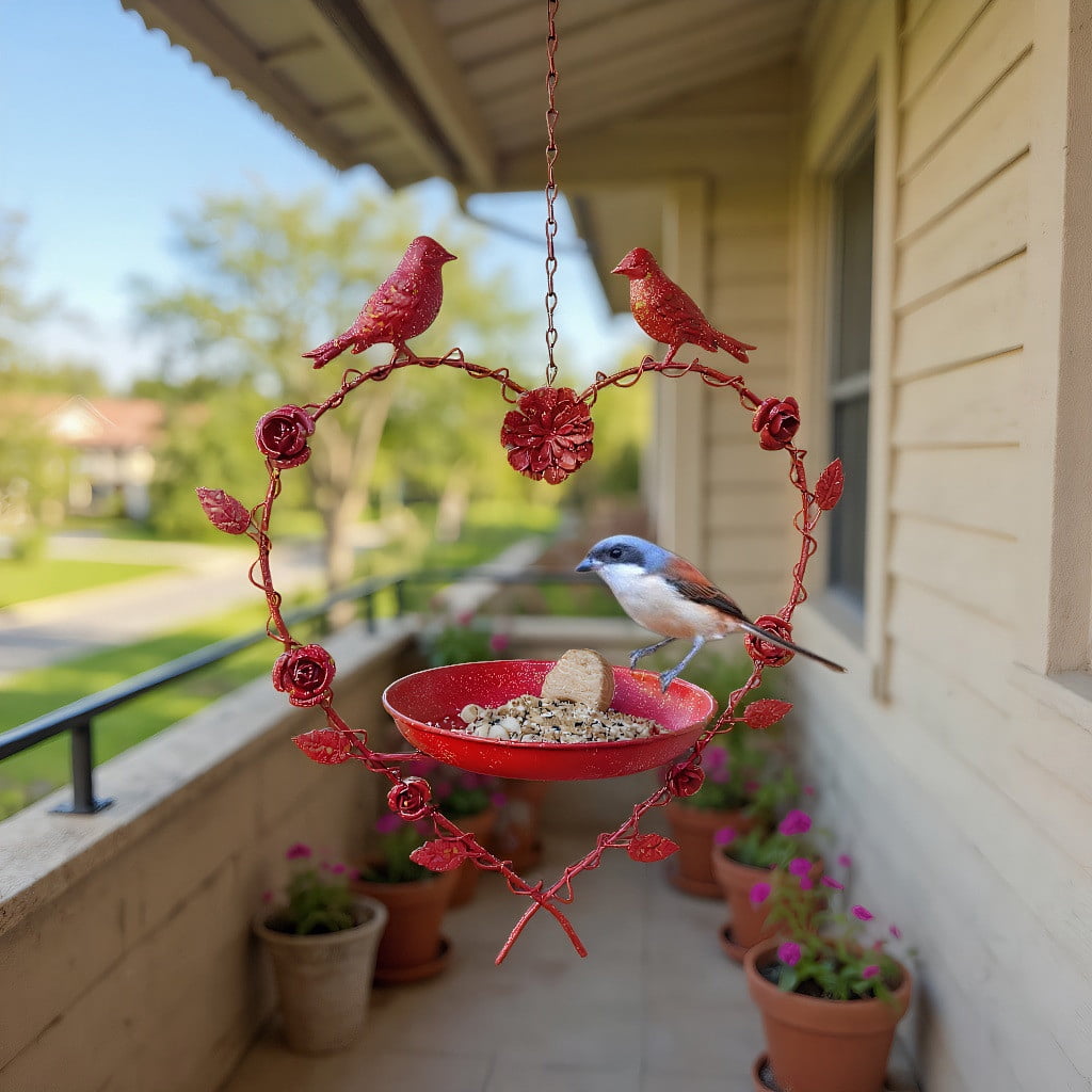 Stijggn Hummingbird Feeders for Outdoors Birdfeeder Hanging for Garden Yard Outside Hanging Bird Feeder Tray - Metal Mesh Platform Feeders Great for Attracting Wild Birds