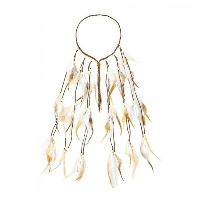 Diadema con borlas de plumas estilo hippie bohemio, ideal para actuaciones en .