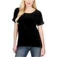 thumbnail image 2 of Lucky Brand - Camiseta con adornos de terciopelo para mujer, color negro, grande Lucky Brand Camiseta adornada, 2 of 2