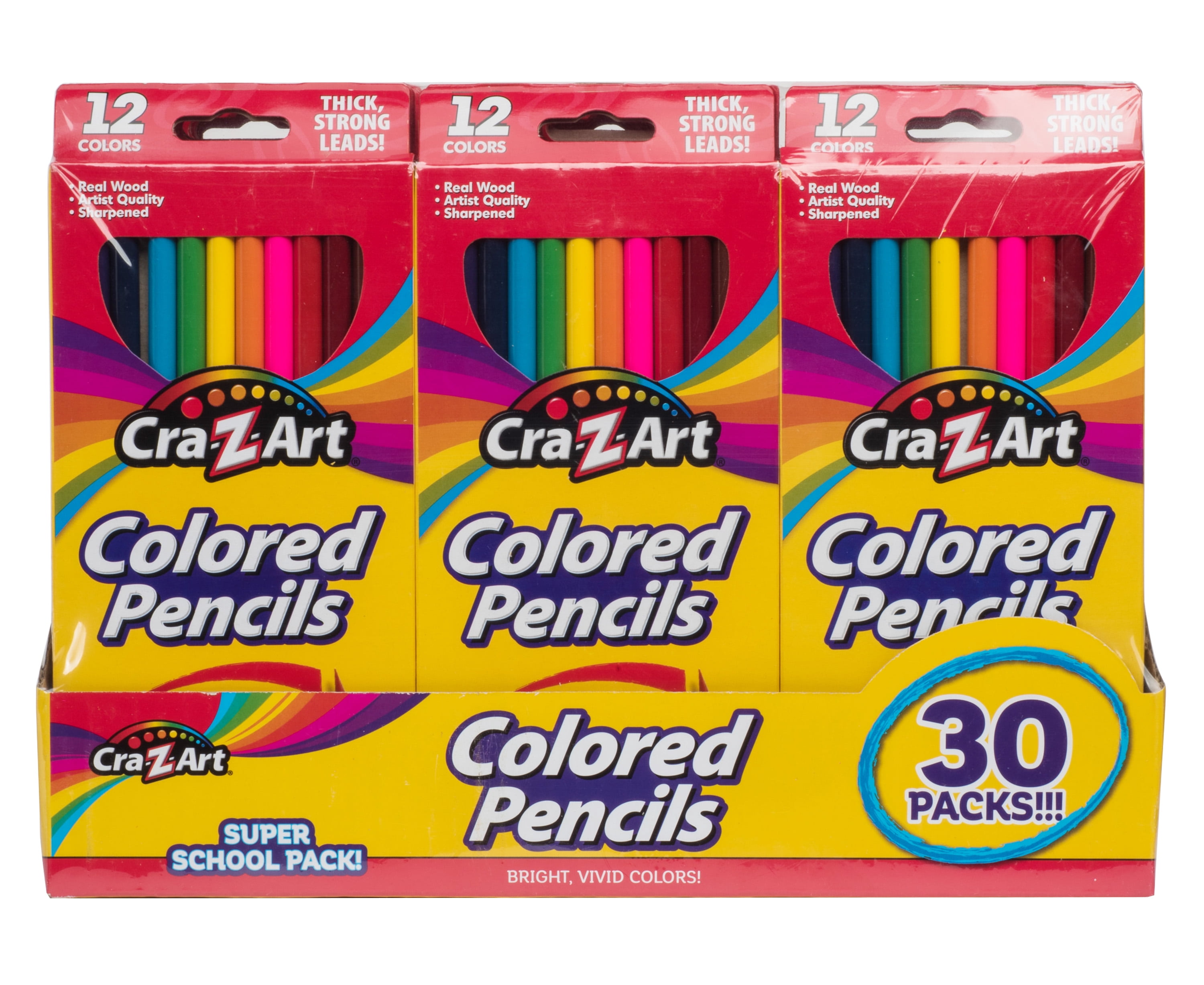CraZArt School Age Quality Colored Pencils, 30 Packs of 12 Count