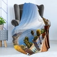 thumbnail image 4 of Sicily Soft Flannel Fleece Throw Blanket, Taormina Coastline Photo from Balcony with Cactus and Succulents in Pots Italy, Cozy Plush for Indoor and Outdoor Use, 50" x 60", Multicolor, by Ambesonne, 4 of 5