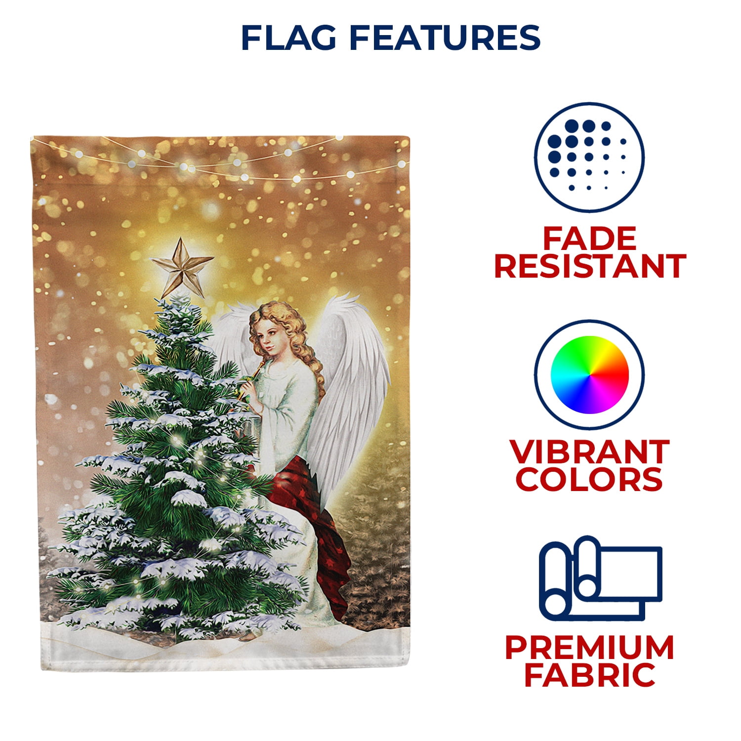 America Forever Winter Angel Tree House Flag, 28 x 40 inch Double Sided, Angel Snow Covered Tree Twinkling Lights, Religious Christmas Outdoor Decor, Holiday Yard Decorations Flag