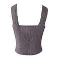 thumbnail image 4 of Youmylove Tank Tops for Women Square Neck Wide Straps Crop Tank Tops Flower Lettuce Trim Crop Vest Slim Fitted Sleeveless Cropped Top Basic Tight T Shirts, 4 of 5