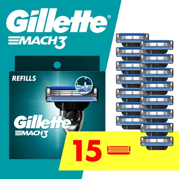 Gillette Mach3 Razor Blades for Men, 15ct Razor Blade Refills