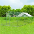 thumbnail image 2 of Large Metal Chicken Run, Chicken Coop with Lockable Door Spire Shape Walk-in Chicken Hen House with Waterproof & Anti-UV Cover Outdoor Poultry Cage (19.6' L x 9.8' W x 6.5' H), 2 of 11