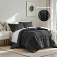 thumbnail image 3 of Regency Heights Twin/Twin XL Comforter Set, Boho 2-Piece Pintuck Stitching Dorm Bedding Set, Soft Washed Pleated Bed Sets with Pillow Sham Black, 3 of 11