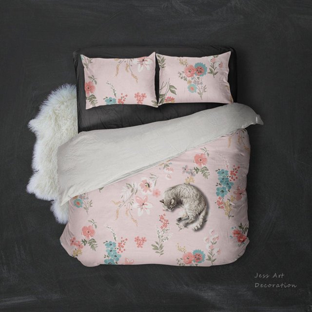 3D Fondo Rosa Floral Funda de edredón Set Ropa de cama Set Fundas de almohada 58