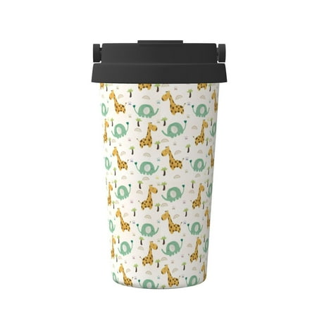 

Susaid Giraffe And Elephant Print Coffee Travel Mug Insulated Coffee Mug with Lid Leakproof Coffee Thermos Coffee Tumbler for Hot&Cold Drinks