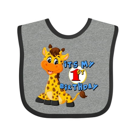 

Inktastic 1st Birthday Giraffe Boys or Girls Baby Bib