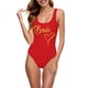 thumbnail image 2 of MKLEKYY Trajes De Baños Women Fashion Letter Print Piece Swimsuit Sexy Bikini Swimwear Bathing Sleeveless Backless Swimsuit 830, 2 of 4
