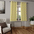 thumbnail image 2 of Ambesonne Retro Grommet Curtain, Classic Checkered Striped, 50" x 63", Marigold Green Cream, 2 of 6