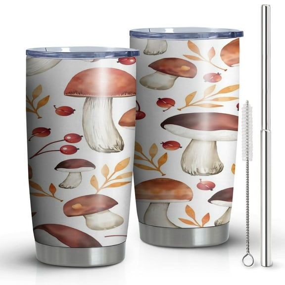 Mushroom 20 oz Double Insulated Coffee Tumbler with Leak Proof Lid Coffee Tumblers for Mountain Halloween Fishing Christmas