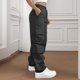 thumbnail image 4 of WILLBEST Pantalones Casuales de Mujer, de Moda, de Color Sólido, Elásticos, con Cremallera y Bolsillo, para Exteriores, Montañismo, Ropa de Trabajo, Diseño Informal. Grande, 4 of 7