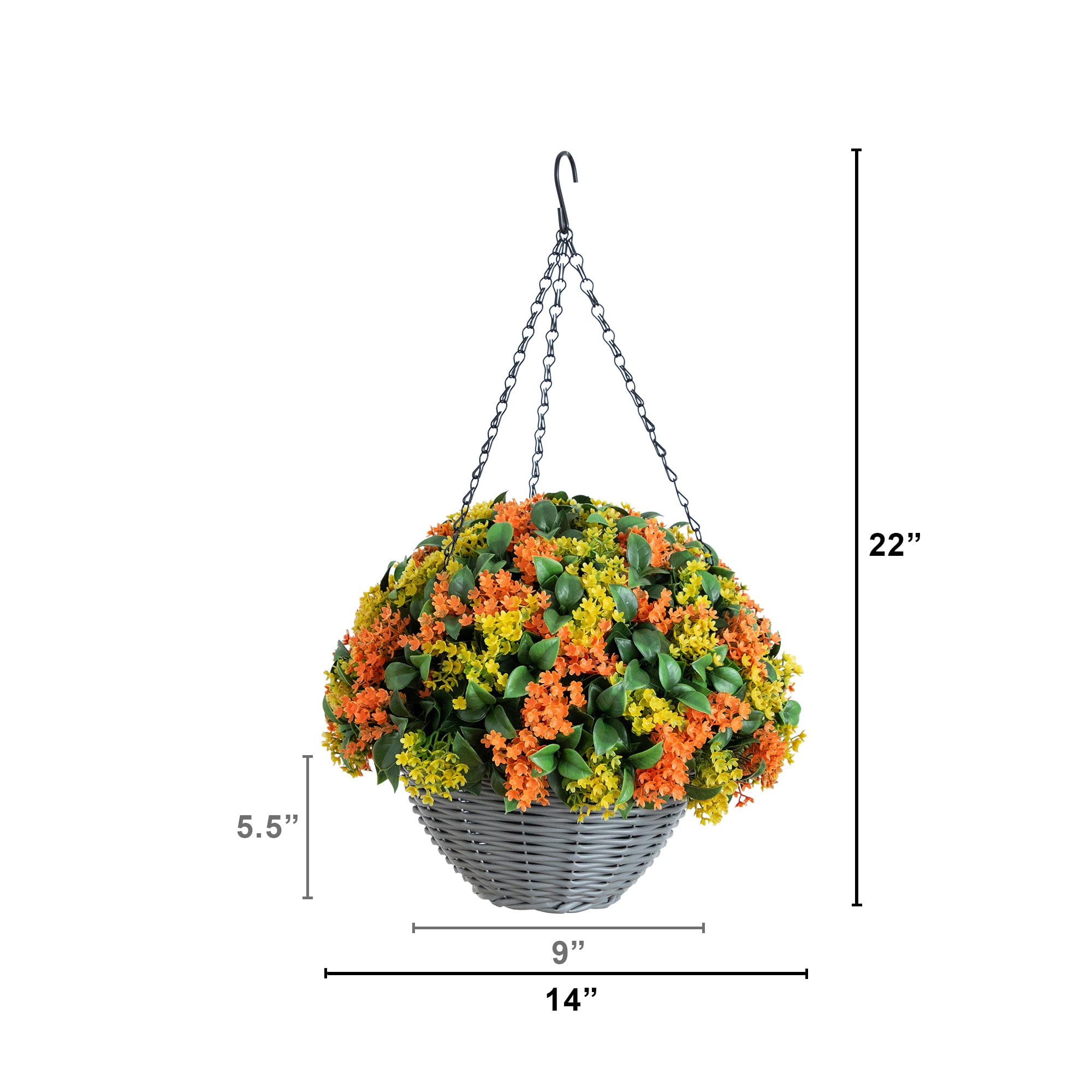 22in. UV Resistant Autumn Artificial Fall Gardenia Hanging Basket (Indoor/Outdoor)