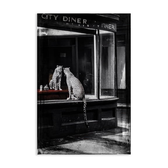 Stupell Industries Traditional Diner Noir Leopard Reflection Canvas Art, 16 x 24, by Annabelle Hall