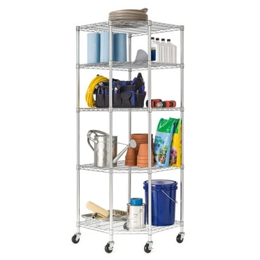 HSS 27"W x 27"D x 75" 5-Shelf Freestanding Shelves, Chrome