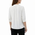 thumbnail image 6 of Craaazy Women's Relaxed Fit Solid White V-Neck 3/4 Puff Sleeve Top - Lightweight Casual Office & Daily Blouse Gifts, 6 of 6
