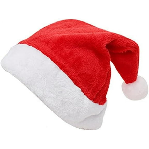Santa Hat for Adult Red Fluffy Christmas Santa Hat for Adults Men Women with Plush Brim and Comfort Liner for Christmas Stocking Stuffer Gift New Year Party Supplies