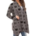 thumbnail image 1 of Alsol Lamesa Women's Halloween Pumpkin Cat Print Knitting Cardigan Casual Long Sleeve Open Front Drape Knitted Cardigans Sweater Outwear Coat, 1 of 4