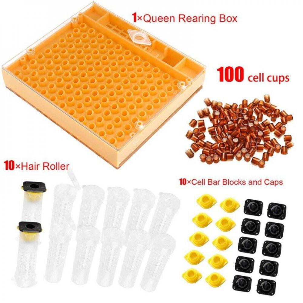 Complete queen rearing cup kit system bee beekeep catcher box & 100 cell cups UE 