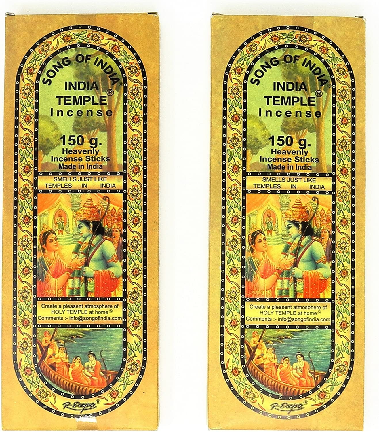 Song of India India Temple Incense 120 Stick Large Box (Pack of 2)