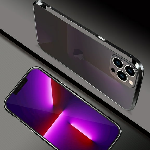 ELEHOLD for iPhone 13 Aluminum Frame Metal Bumper Slim Hard Case, Metal Frame Armor Bumper Raised Edge Protection Anti-Drop No-Back Case for iPhone 13 6.1 inch 2021, Black