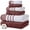 Rosewood Pink, variant on Modern Threads Reinhart 6-Piece Quick Dry Striped, Cotton Bath Towel Set, Tan Beige