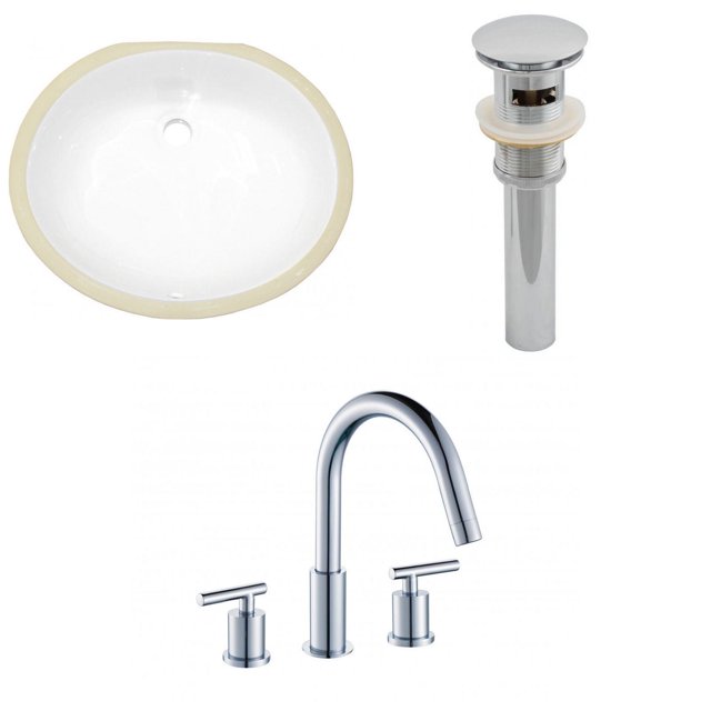19.5-in. W CUPC Oval Bathroom Undermount Sink Set In White - Chrome Hardware - Overflow Drain Incl. AI-13133