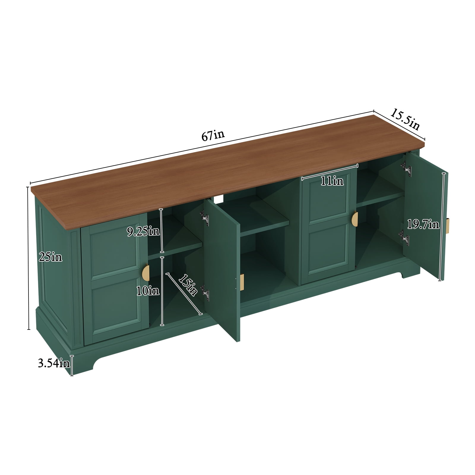 HLR Green 67" Modern Farmhouse TV Stand, Wood Entertainment Center for 75 In TV for Living Room
