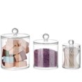 thumbnail image 1 of Coofit Pot de Rangement de Salle de Bain Rond: 3PCS Clair Distributeur de Cure-Dents Maquillage Porte-Coton, 1 of 8