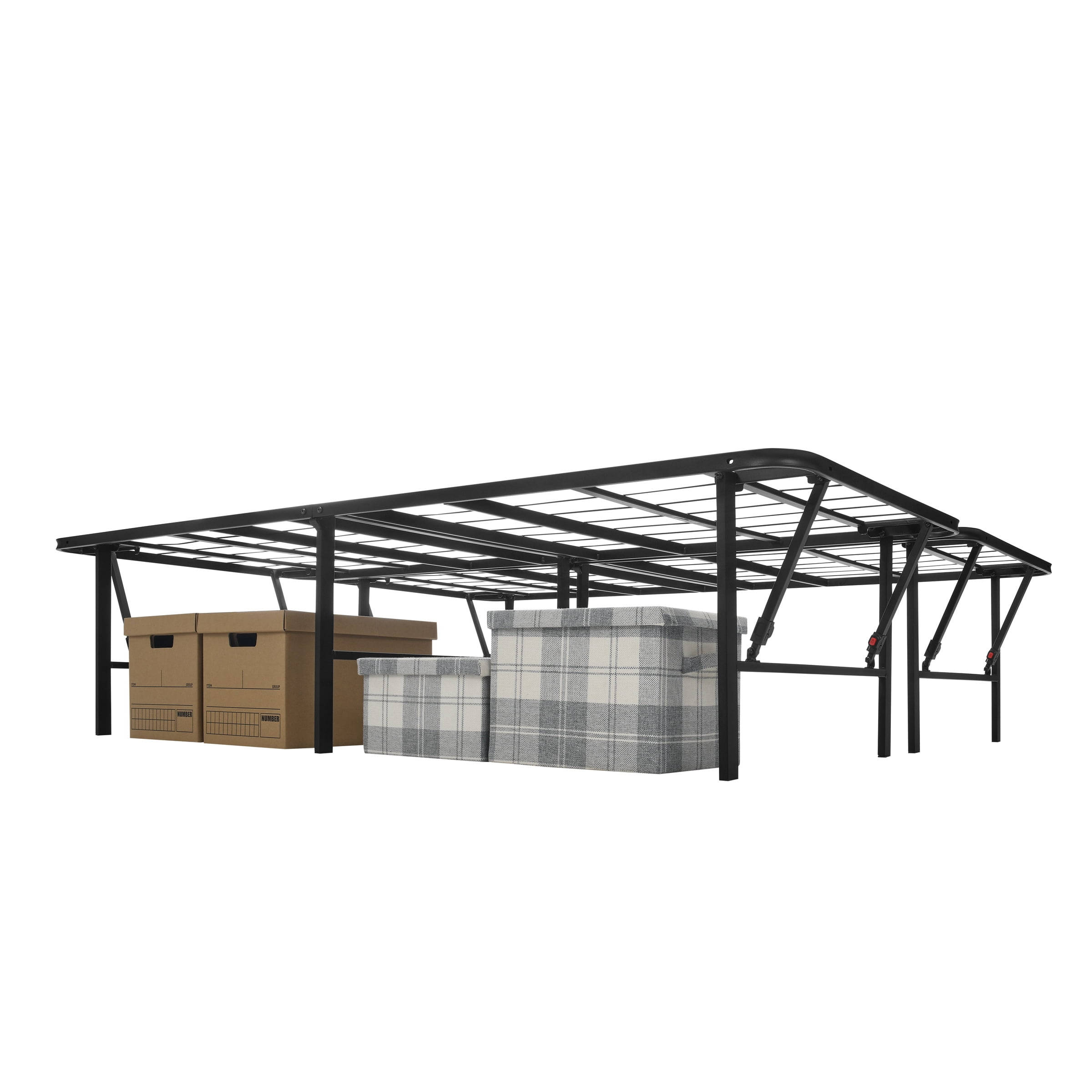 Mainstays Full 18" High Profile Foldable Steel Platform Bed Frame with Storage Space Under Frame, No Box Spring Required, Black