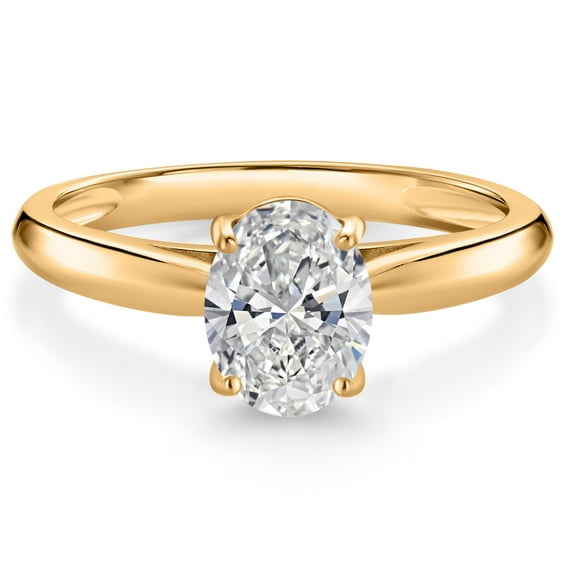 Gem Stone King Lab Grown Diamond Solitaire Engagement Ring for Women | 10K Yellow Gold | IGI Certified  | F-G Color | VS Clarity | Wedding Engagement Anniversary Promise Ring for Women | 1.5 Ct