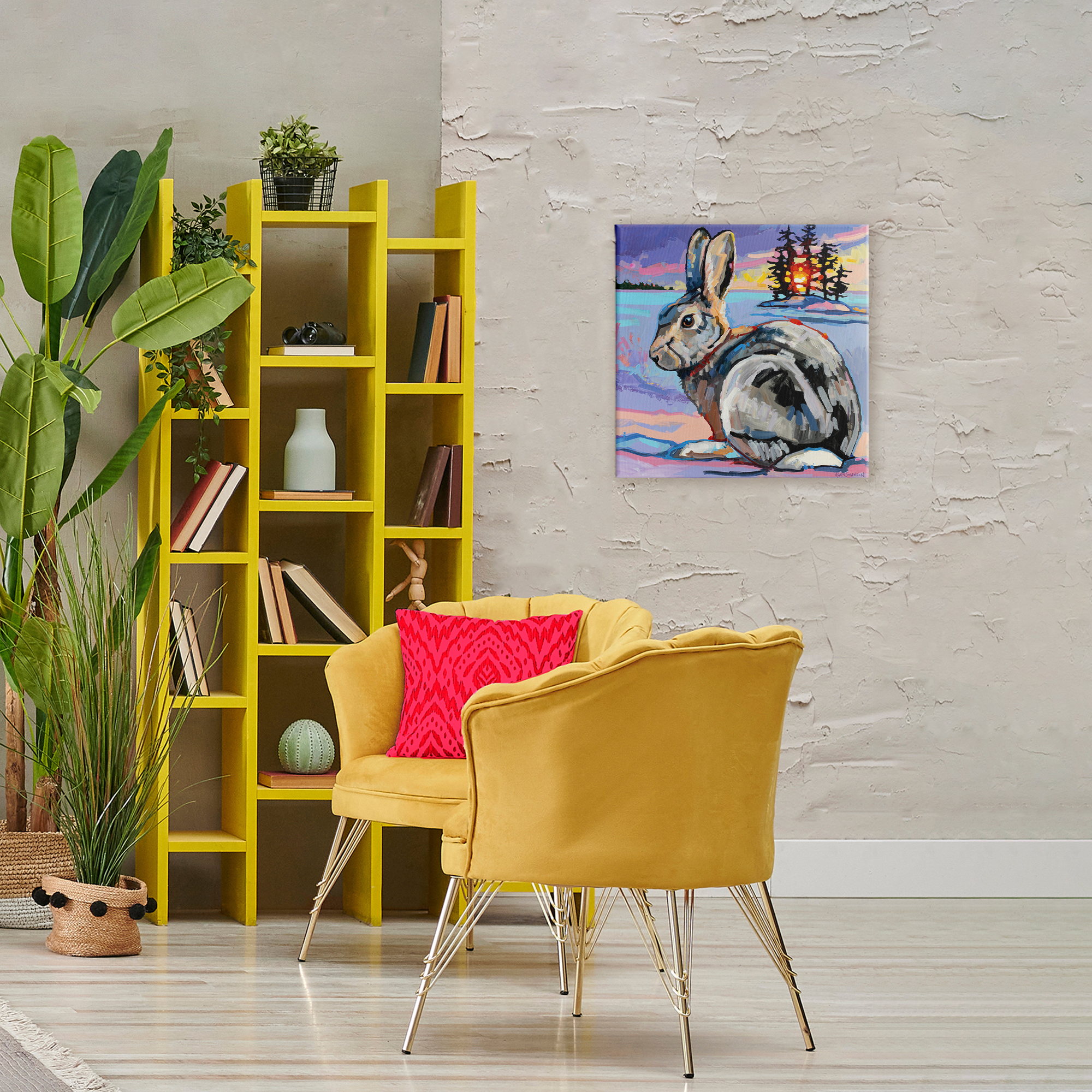 Runaway Goliath Rabbit Canvas Wall Art, design by Adam Swanson