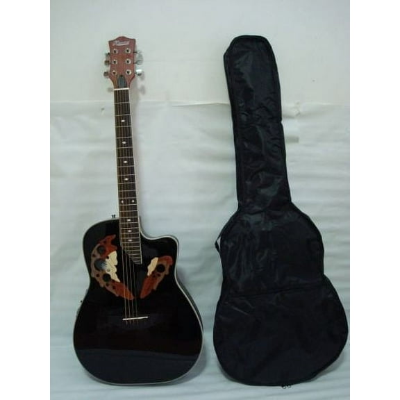 Ktone Acoustic Electric Guitar, 6-String, High Gloss Black Finish, 41" Length