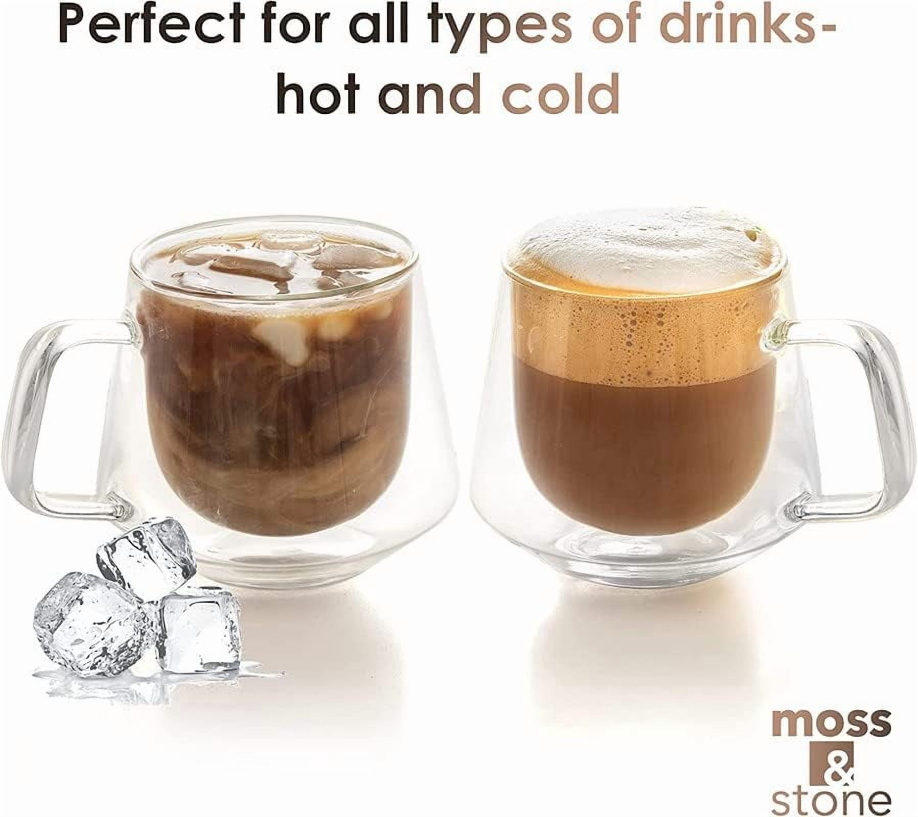 Moss & Stone 7.5 Oz Double Walled Espresso, Tea Glass Coffee Mugs Set of 4
