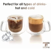 Moss & Stone 7.5 Oz Double Walled Espresso, Tea Glass Coffee Mugs Set of 4