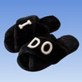 thumbnail image 4 of JUSLIO Womens House Slippers Crisscross Cross Strap Fuzzy Plush Open Toe Slides Non Slip Flat Sole House Slippers Black, 4 of 5