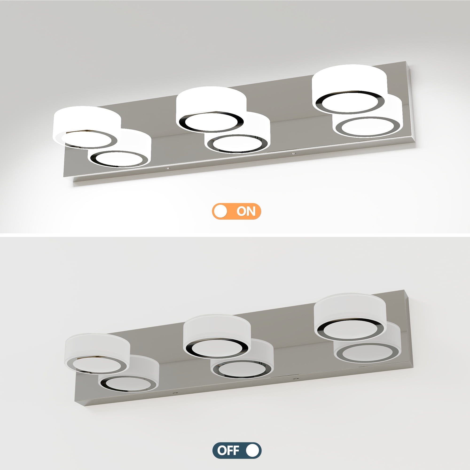 Jopath 21" 3-Light Bathroom Vanity Light, Modern Dimmable LED Round Acrylic Wall Mount Lighting Fixture for Bathroom Vanity Mirror Chrome