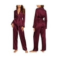 thumbnail image 4 of Liacowi Women Long Sleeve Satin Pajamas Button Down Silk Pj Sets Sleepwear Loungewear, 4 of 5