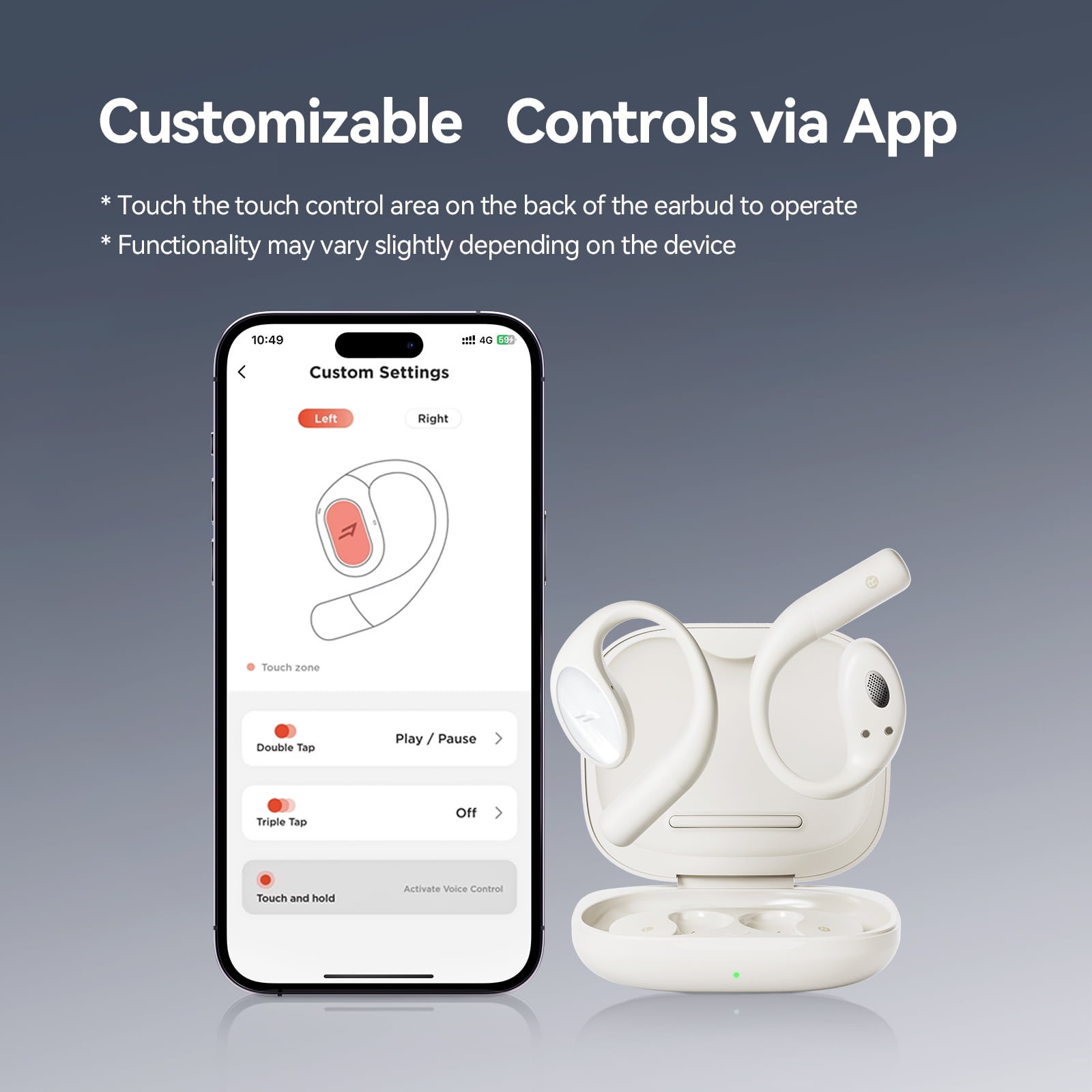 1MORE S51 Open Ear Wireless Headphones, Hi-Fi Sound, AI ENC Mic, Secure Fit Earhooks, IPX5, White