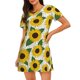 thumbnail image 1 of Disketp Sunflowers para Camisón Corto de Manga Corta para Mujeres, Camisón Cómodo con Escote Redondo, Bonito y Confortable, 1 of 6