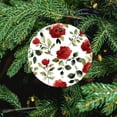 thumbnail image 5 of Watercolor Roses Floral Ornament Red Rose Flower Floral Double Sided Porcelain 3 Inch Xmas Holiday Keepsake Christmas Tree Decoration Housewarming Gift, 5 of 5