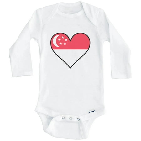 

Singaporean Flag Baby Bodysuit - Cute Singaporean Flag Heart - Singapore Baby Bodysuit (Long Sleeve) 6-9 Months White