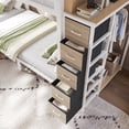 thumbnail image 5 of Harper & Bright Designs Twin Size Quad Bunk Bed with Storage Drawers, Metal Bunk Bed Frame with Wardrobe and Open Shelves, Industrial Bunk Bed with Ladder and Guardrail for 4, White, 5 of 13